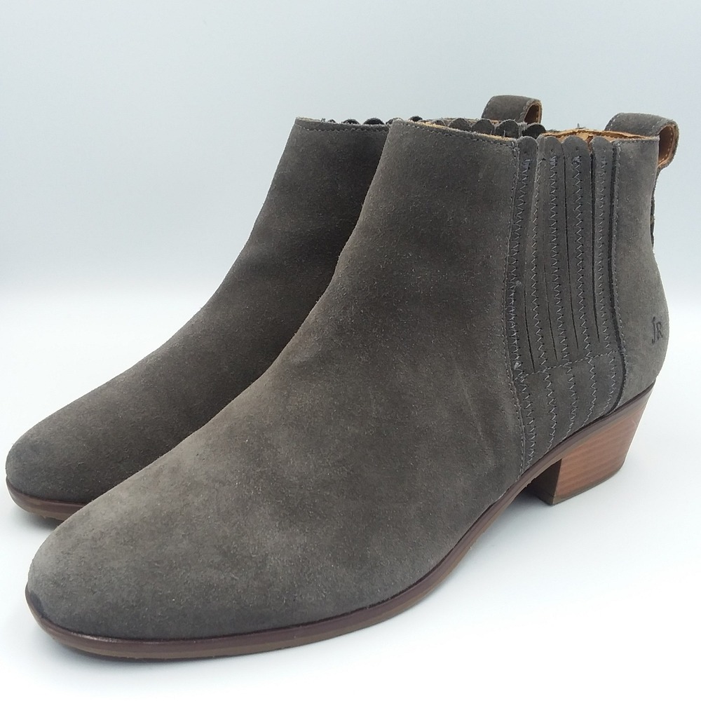 Jack Rogers Pippa Suede Chelsea Boots Block Heel Gray Women's‎ 9.5 Ankle Booties